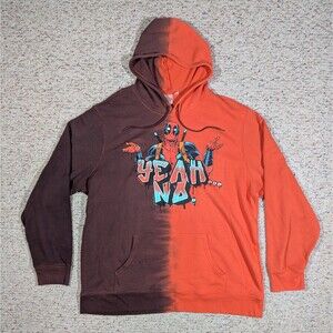 Marvel Deadpool Hoodie Sweatshirt Mens 2XL Yeah...No. Red Two-Tone Kangaroo NWT